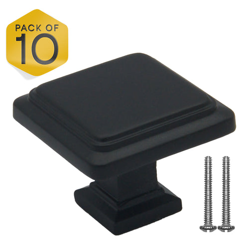 Black Single Knob Square Handles