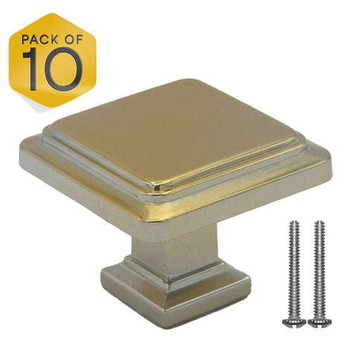 Golden Single Knob Square Handles
