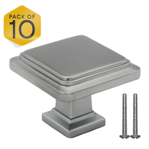 Silver Single Knob Square Handles